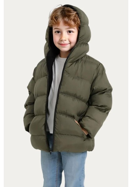 Erkek Çocuk Polarlı Kapüşonlu Su Geçirmez Rüzgara Dayanıklı Cepli Şişme Kışlık Mont fiyatları