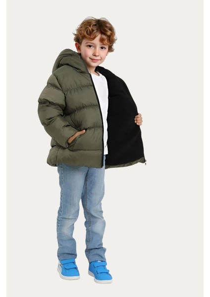 Erkek Çocuk Polarlı Kapüşonlu Su Geçirmez Rüzgara Dayanıklı Cepli Şişme Kışlık Mont indirimleri