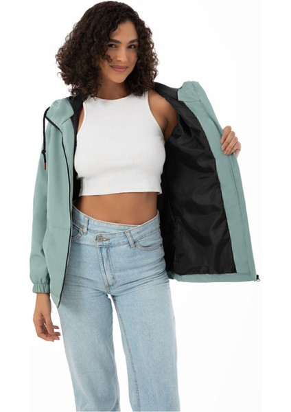 Kadın Astarlı Su Geçirmez ve Rüzgara Dayanıklı Kapüşonlu Iç Cepli Mevsimlik Yağmurluk fırsatları