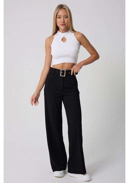 Kadın Kemerli Yüksek Belli Ispanyol Paça Pantolon fiyatları