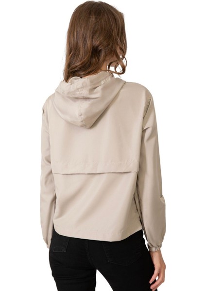 Spor Kadın Su Yeşili Su Geçirmez ve Rüzgara Dayanıklı Kapüşonlu Cepli Çıt Çıtlı Mevsimlik Yağmurluk fırsatları