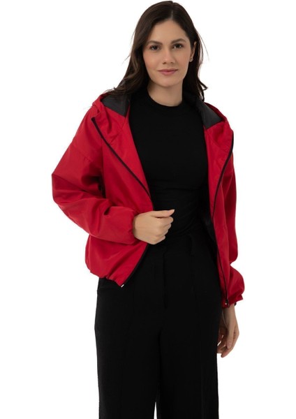 Spor Kadın Kapüşonlu Su ve Rüzgar Geçirmez Cepli Astarlı Oversize Mevsimlik Yağmurluk fiyatları