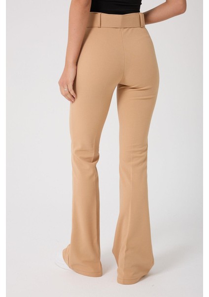 Kadın Kemerli Yüksek Belli Ispanyol Paça Pantolon fırsatları