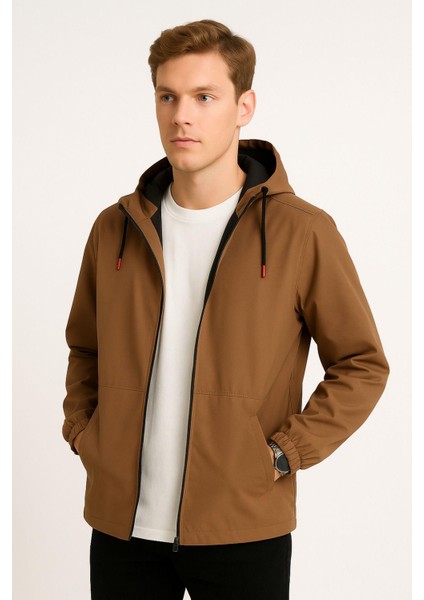 Spor Erkek Astarlı Kanguru Cepli Su ve Rüzgar Geçirmez Kapüşonlu Cepli Yağmurluk fiyatları