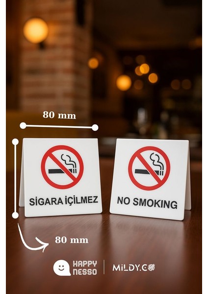 Masa Yazısı Serisinden Beyaz Pleksi Üstü "sigara Içilmez" Yazısı - 80 mm x 80 mm modelleri