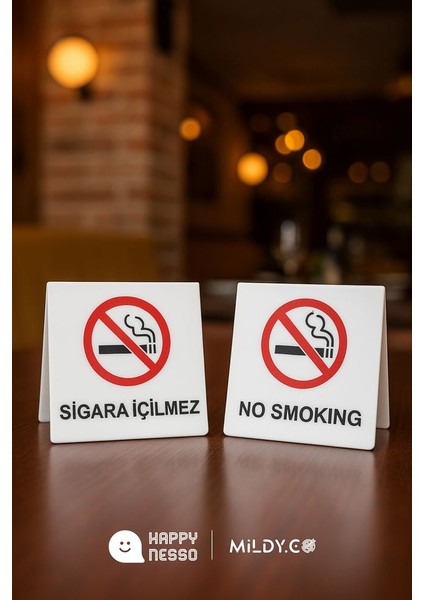 Masa Yazısı Serisinden Beyaz Pleksi Üstü "sigara Içilmez" Yazısı - 80 mm x 80 mm indirimleri