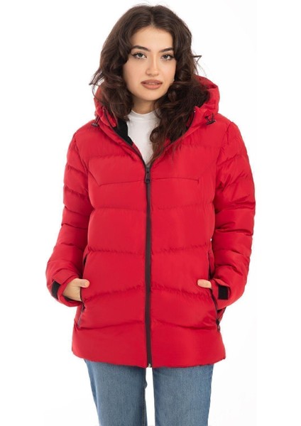 Spor Kadın Kapüşonlu Polarlı Kürklü Su Geçirmez Rüzgara Dayanıklı Şişme Mont Kaban Parka fiyatları