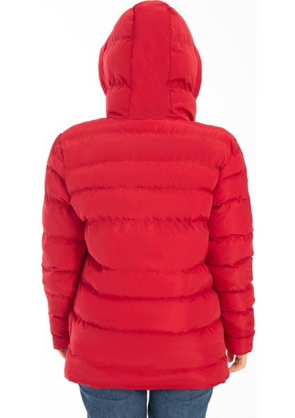 Spor Kadın Kapüşonlu Polarlı Kürklü Su Geçirmez Rüzgara Dayanıklı Şişme Mont Kaban Parka fırsatları