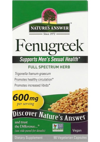 Fenugreek, 600 mg , 90 Vegan Capsules Organik Trigonella Foenum-Graecum fırsatları