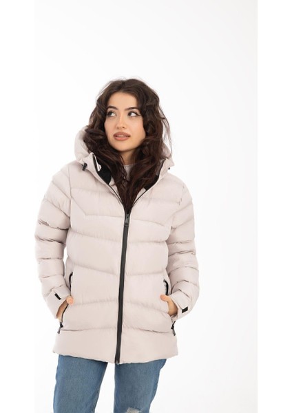 Spor Kadın Kapüşonlu Polarlı Kürklü Su Geçirmez Rüzgara Dayanıklı Şişme Mont Kaban Parka fiyatları