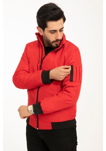 Erkek Astarlı Dik Yaka Mevsimlik Cepli Su ve Rüzgar Geçirmez Mont indirimleri