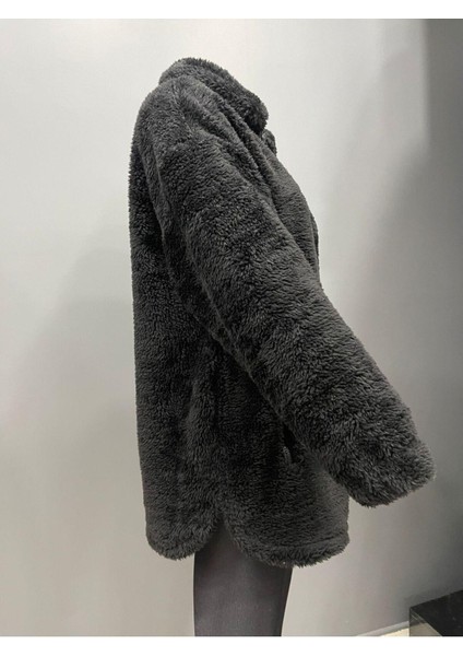 Kadın Peluş Rüzgar Geçirmez Welsoft Çift Cepli Kışlık Mont Kaban fiyatları