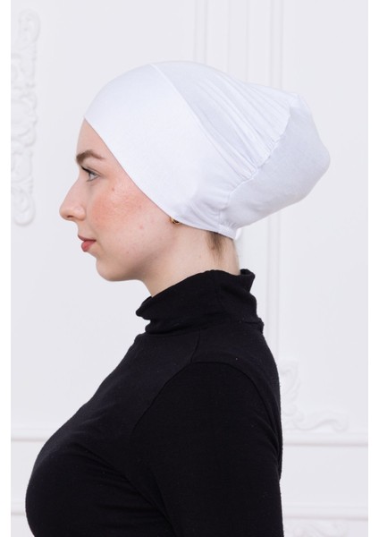 Geçmeli Bone Önü Dikişsiz Kaymaz Lastikli Kadın Tesettür Pratik Geçme Iç Bone Beyaz indirimleri