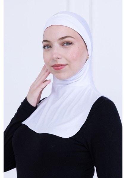 Ninja Bone Boyunluklu Likralı Sporcu Bonesi Kadın Pratik Tesettür Hijab Başörtü Beyaz fiyatları