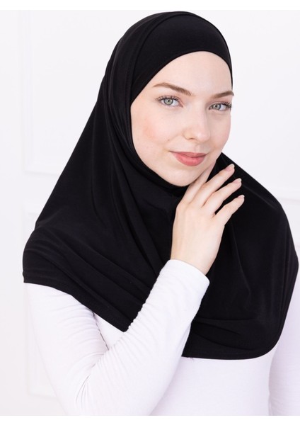 2 Parçalı Pratik Namaz Örtüsü Sandy Hijab - Kadın Tesettür Hazır Türban Siyah
