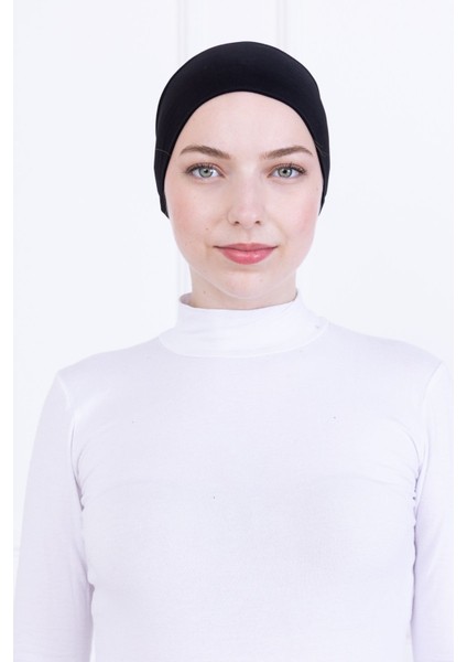 2 Parçalı Pratik Namaz Örtüsü Sandy Hijab - Kadın Tesettür Hazır Türban Siyah