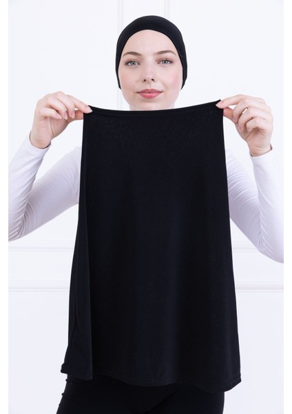 2 Parçalı Pratik Namaz Örtüsü Sandy Hijab - Kadın Tesettür Hazır Türban Siyah