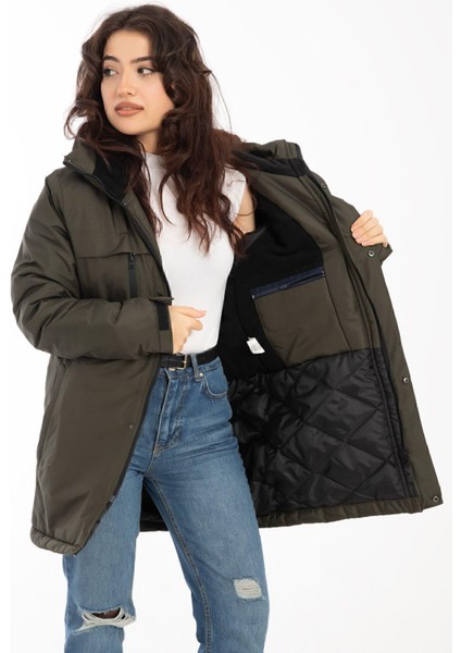 Spor Kadın Polarlı Su ve Rüzgar Geçirmez Kapüşonlu Kışlık Mont & Kaban & Parka modelleri