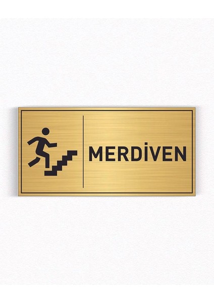 Merdiven Yazılı Gold Metal Levha 20 x 10 cm