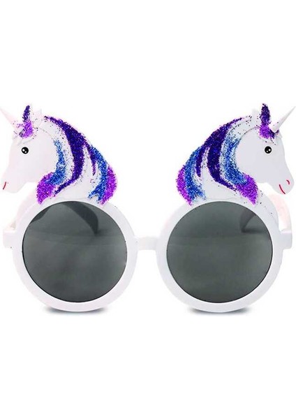 Parti Gözlüğü Simli Unicorn Dekorlu Lila Mor Renk