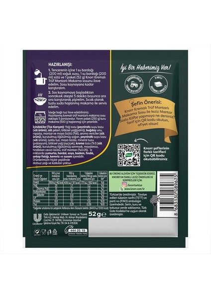 Kremalı Trüf Mantarlı Makarna Sosu 52 gr x 6 Adet