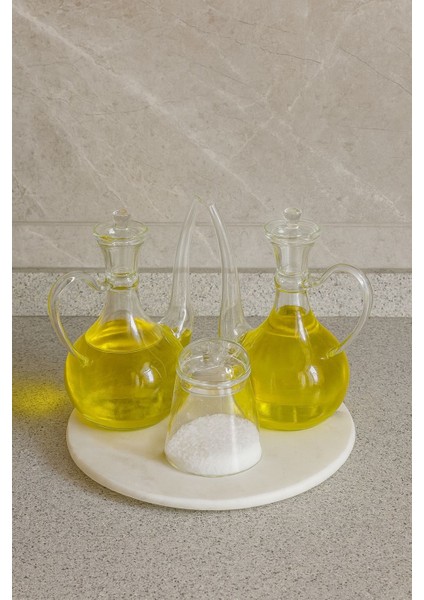 3'lü Cam Yağlık ve Tuzluk Seti – Mermer Altlıklı Şık Sunum Glorry Set fiyatları