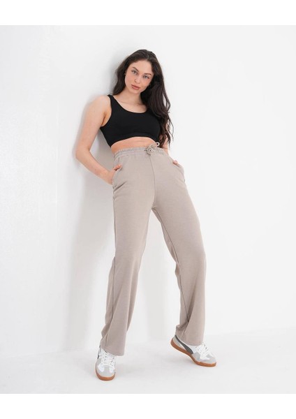 Yüksek Bel Düz Paça Kadın Eşofman Altı