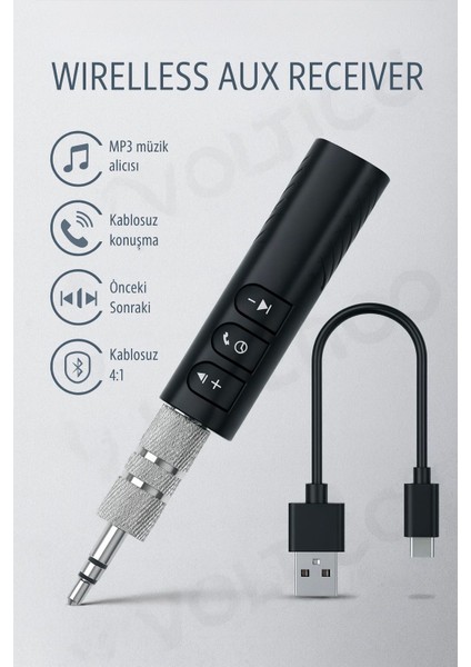 Bluetooth Wireless Aux Car Kit – Araç Içi Kablosuz Müzik ve Konuşma Seti