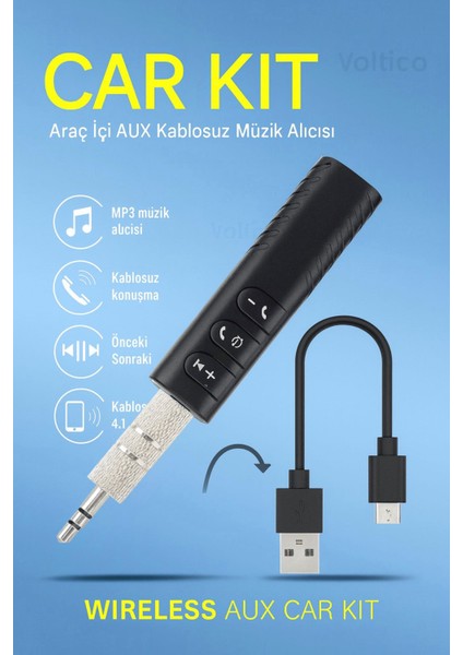 Bluetooth Wireless Aux Car Kit – Araç Içi Kablosuz Müzik ve Konuşma Seti fiyatları