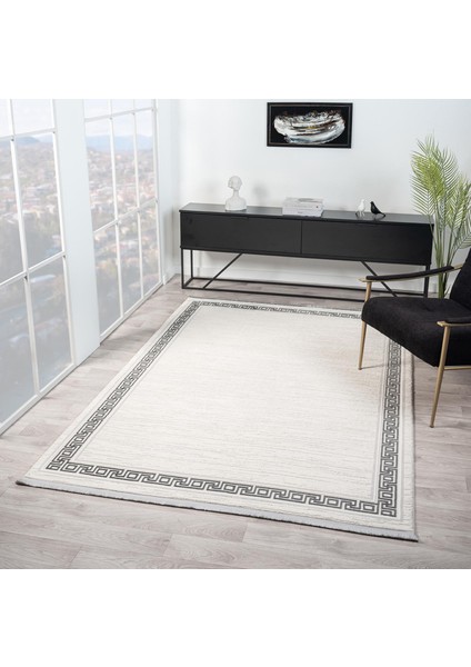 Vista VS007G Krem Halı Modern Desen Antialerjik Pamuk Taban Yıkanabilir Salon Halısı Yatak Odası