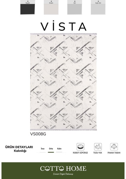 Vista VS007G Krem Halı Modern Desen Antialerjik Pamuk Taban Yıkanabilir Salon Halısı Yatak Odası fiyatları