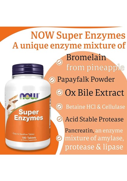 Super Enzymes Betaine Hcl Ox Bile Papaya Pancreatin 11X Units Protease Usp Units Lipase Bromelain (From Pineapple) (120 Gdu) 40 mg Acid Stable Protease (Aspergillopepsin) (50 Sapu) 10 mg Papain indirimleri