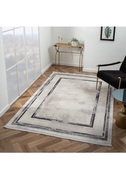 Scala SC005G Gri Halı Modern Desenli Tozu Az Akrilik Salon Halısı Yatak Odası Mutfak Koridor