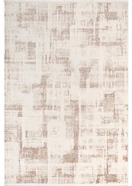 Scala SC014K Beyaz Halı Bej Detaylı Tozu Az Akrilik Salon Yatak Odası Mutfak Koridor Halısı