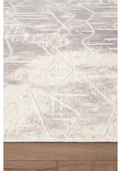 Scala SC016 G Beyaz Halı Gri Detaylı Tozu Az Akrilik Salon Yatak Odası Mutfak Koridor Halısı indirimleri