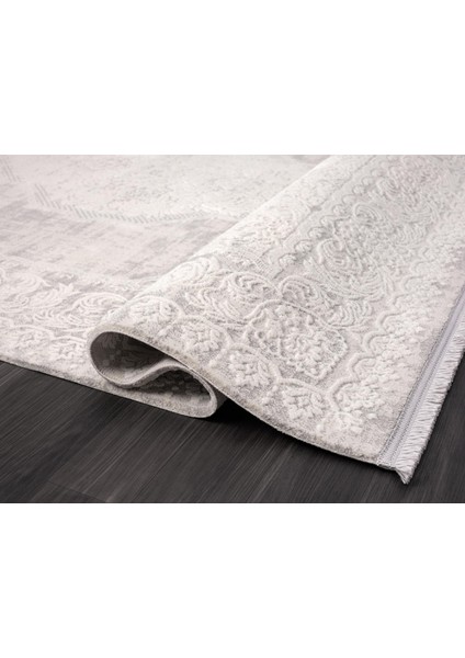 Vista VS002A Beyaz Halı Klasik Desen Antialerjik Pamuk Taban Yıkanabilir Salon Halısı Yatak Odası modelleri