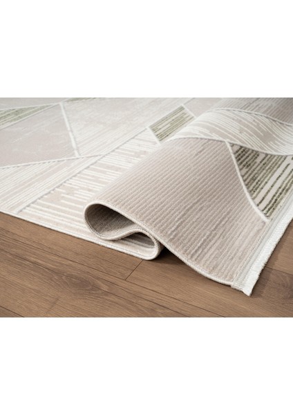 Armada AD003Y Gri Halı Yeşil Geometrik Detaylı Akrilik Tozu Az Salon Halısı Yatak Odası Karidor modelleri