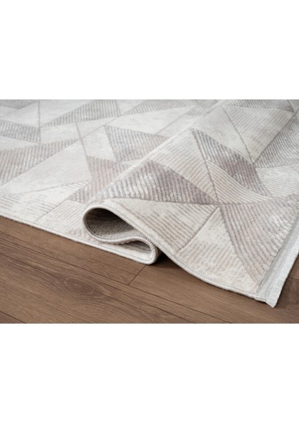 Porto PP004G Gri Geometrik Desenli Akrilik Halı Yumuşak Dokulu Tozu Az Yatak Odası Mutfak Koridor modelleri