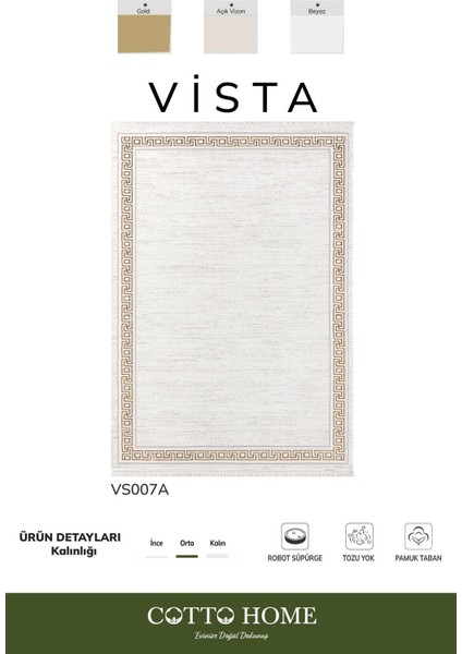 Vista VS007A Beyaz Halı Modern Desen Antialerjik Pamuk Taban Yıkanabilir Salon Halısı Yatak Odası fiyatları