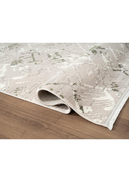 Armada AD004Y Gri Halı Yeşil Geometrik Detaylı Akrilik Tozu Az Salon Halısı Yatak Odası Karidor modelleri