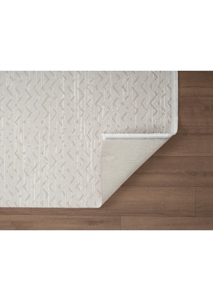 Feel FL010W Krem Halı Modern Desenli Akrilik Tozu Az Pamuk Taban Salon Halısı Yatak Odası Koridor