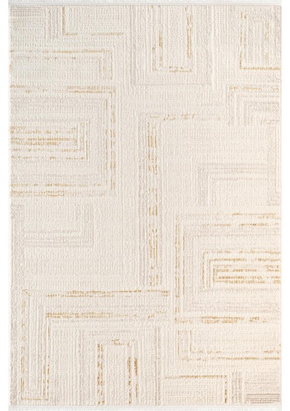 Scala SC013S Beyaz Halı Gold Çizgi Detaylı Tozu Az Akrilik Salon Yatak Odası Mutfak Koridor Halısı fiyatları