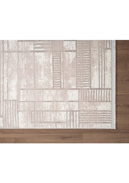 Porto PP003B Beyaz Geometrik Desenli Akrilik Halı Yumuşak Dokulu Tozu Az Yatak Odası Mutfak Koridor indirimleri