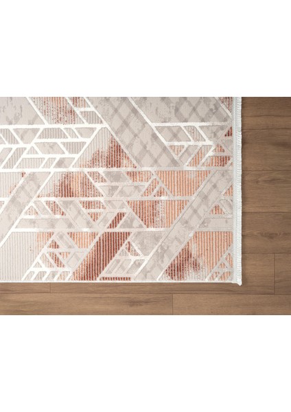 Armada AD005T Gri Halı Pudra Geometrik Detaylı Akrilik Tozu Az Salon Halısı Yatak Odası Karidor indirimleri