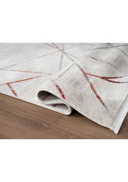 Porto PP007T Beyaz Akrilik Halı Geometrik Desenli Yumuşak Dokulu Tozu Az Yatak Odası Mutfak Koridor modelleri