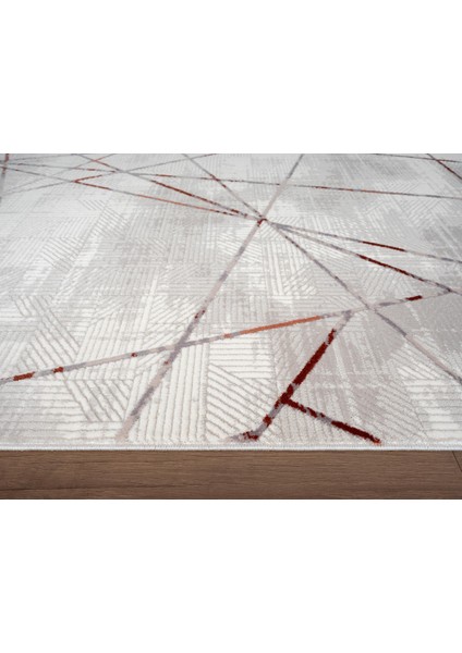 Porto PP007T Beyaz Akrilik Halı Geometrik Desenli Yumuşak Dokulu Tozu Az Yatak Odası Mutfak Koridor fırsatları