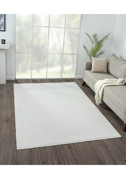 Nexus NX010A Beyaz Halı Modern Desen Antialerjik Pamuk Taban Salon Halısı Yatak Odası Mutfak Koridor