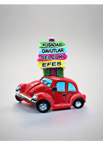 Kuşadası / Davutlar / Selçuk / Efes Temalı Kabartmalı Polyester Magnet 7cm x 7cm. Kırmızı