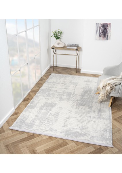 Loya LY002G Gri Halı Modern Desen Antialerjik Tozu Yok Pamuk Taban Salon Halısı Yatak Odası Koridor