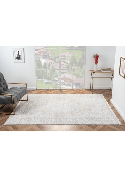 Vista VS002A Beyaz Halı Klasik Desen Antialerjik Pamuk Taban Yıkanabilir Salon Halısı Yatak Odası indirimleri